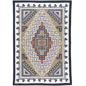 Chain-Stitched Kashmir Southwestern Design Wool Rug (Size 4.10 X 7.1) Brrsf-1098