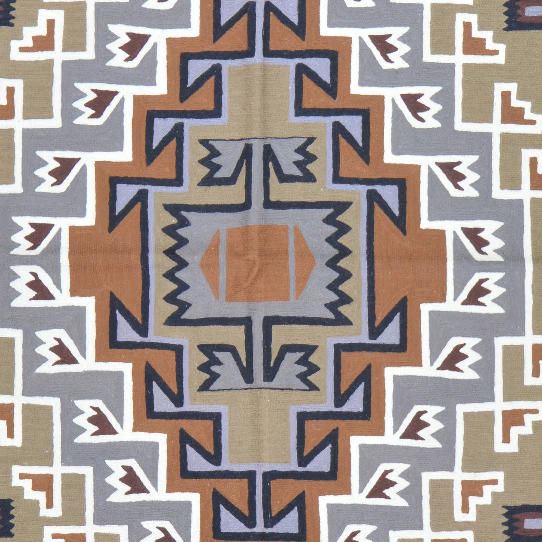 Chain-Stitched Kashmir Southwestern Design Wool Rug (Size 4.10 X 7.1) Brrsf-1098