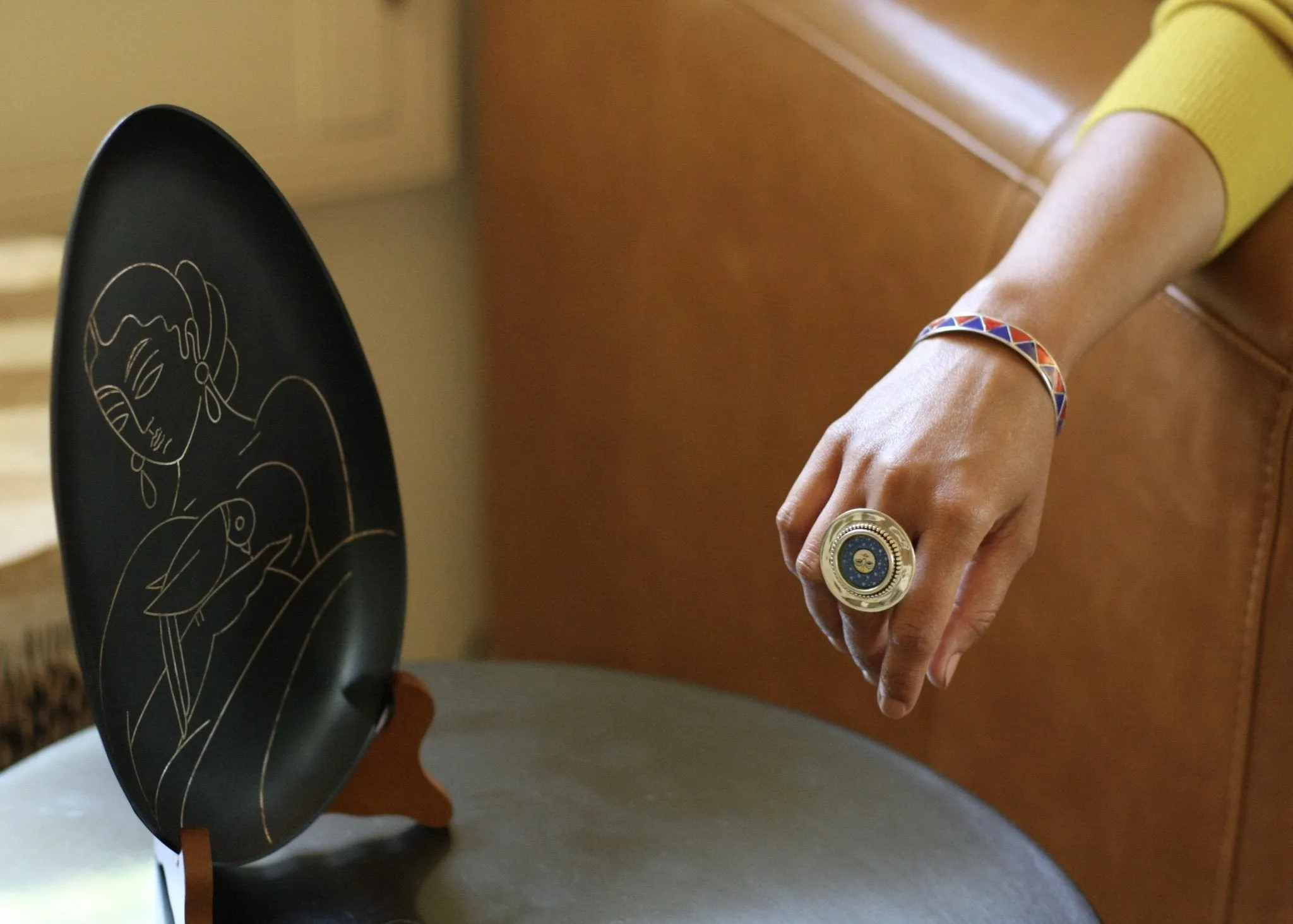 'Chandra aur Nakshatras' (moon god and the stars) round statement ring