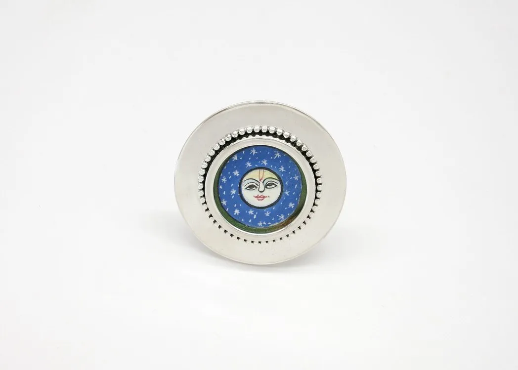 'Chandra aur Nakshatras' (moon god and the stars) round statement ring