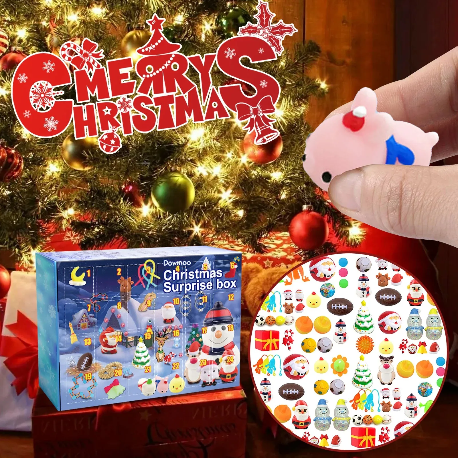Christmas Surprise Blind Box, Mysterious Box, Holiday Advent Calendar with 24 Unique Surprise Mini Cute Animals – Fun Christmas Countdown Gift for Kids, Teen, Family, Kids Christmas Gift C50
