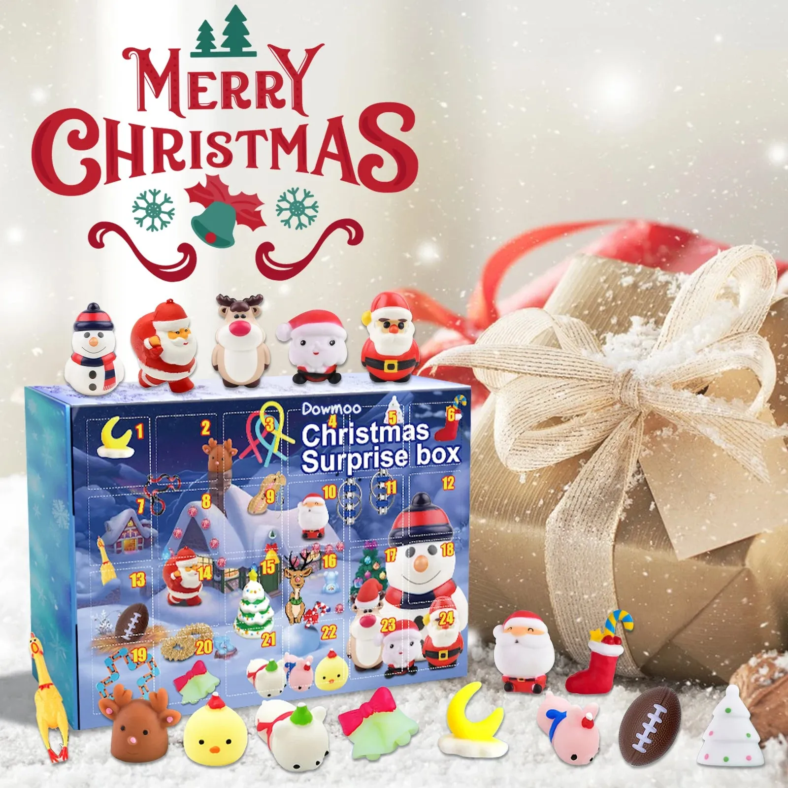 Christmas Surprise Blind Box, Mysterious Box, Holiday Advent Calendar with 24 Unique Surprise Mini Cute Animals – Fun Christmas Countdown Gift for Kids, Teen, Family, Kids Christmas Gift C50