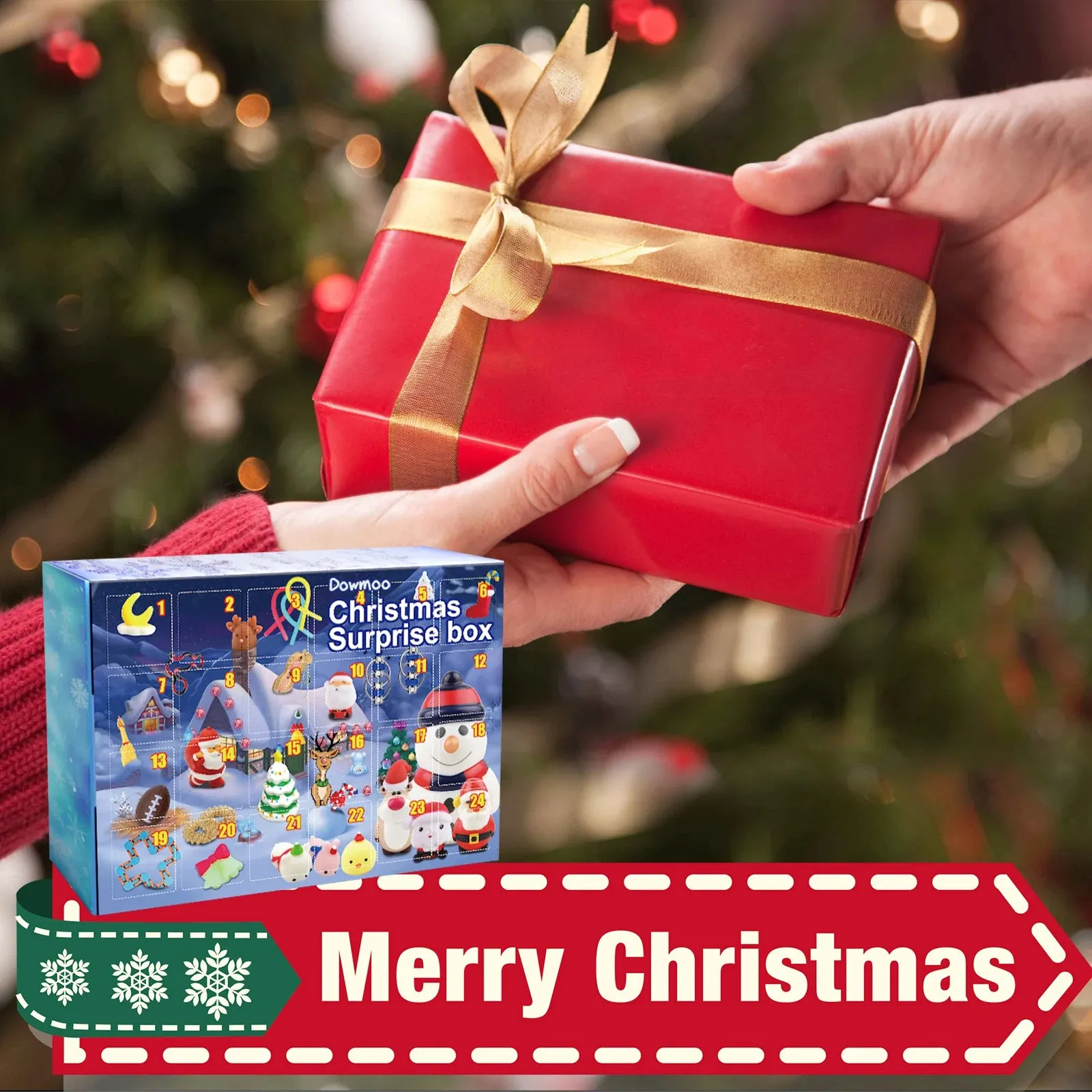 Christmas Surprise Blind Box, Mysterious Box, Holiday Advent Calendar with 24 Unique Surprise Mini Cute Animals – Fun Christmas Countdown Gift for Kids, Teen, Family, Kids Christmas Gift C50