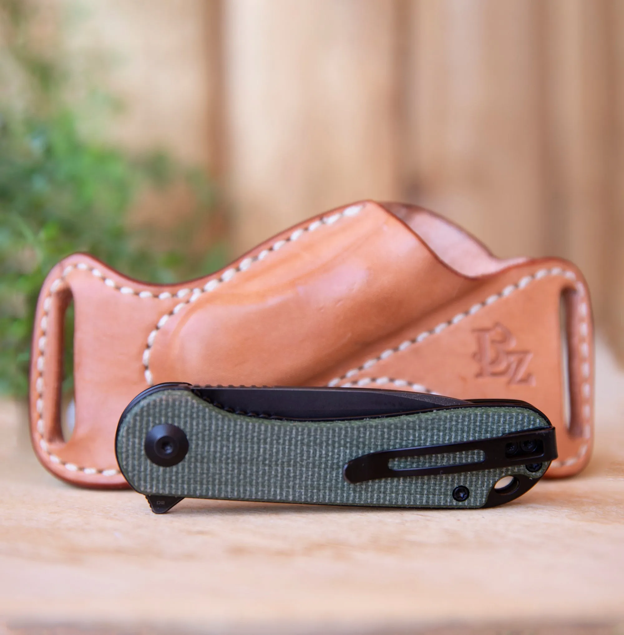 Civivi Elementum with Leather Bishops Scout Carry Sheath