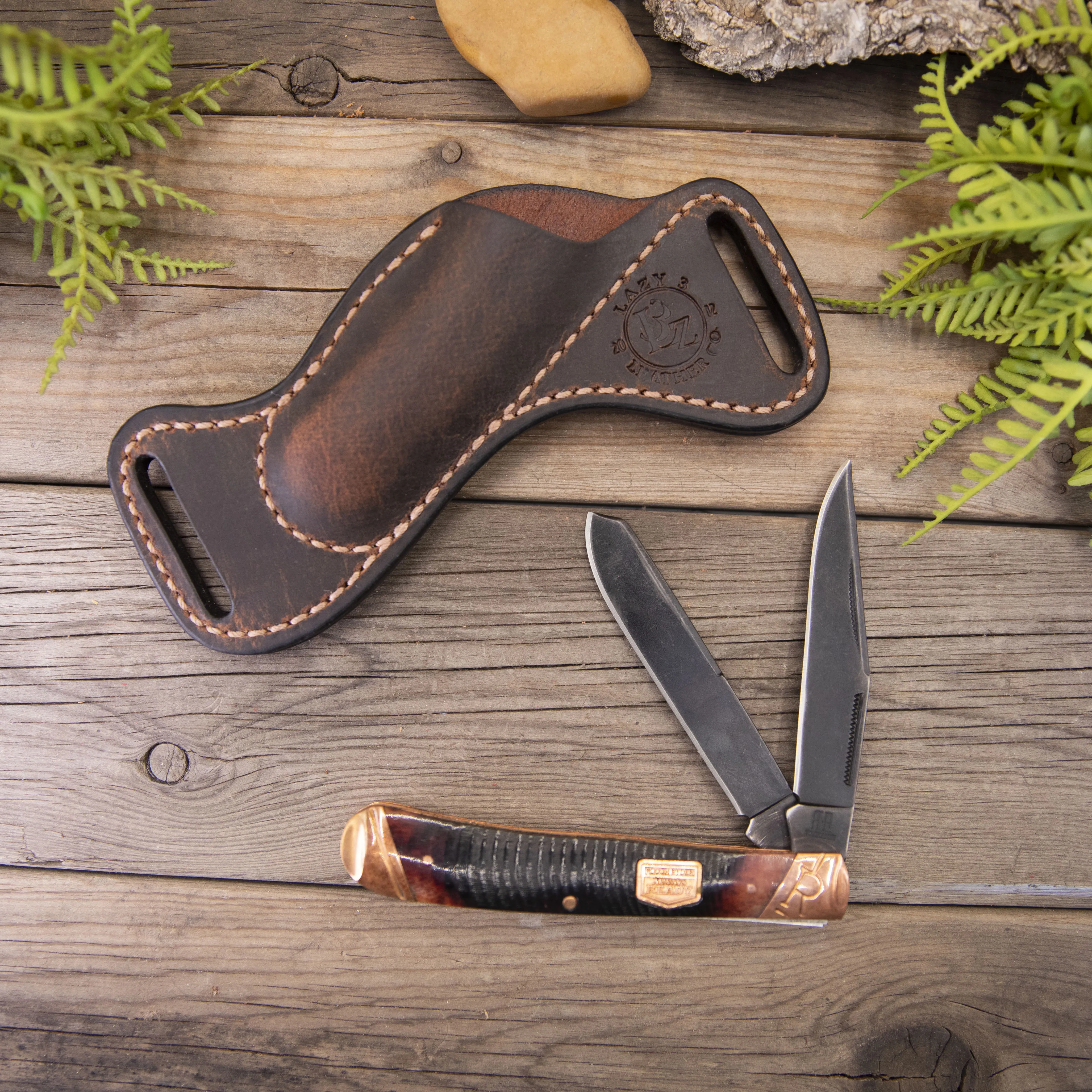 Copper Rough Ryder Brown Stitch Bishop Scout Carry Sheath