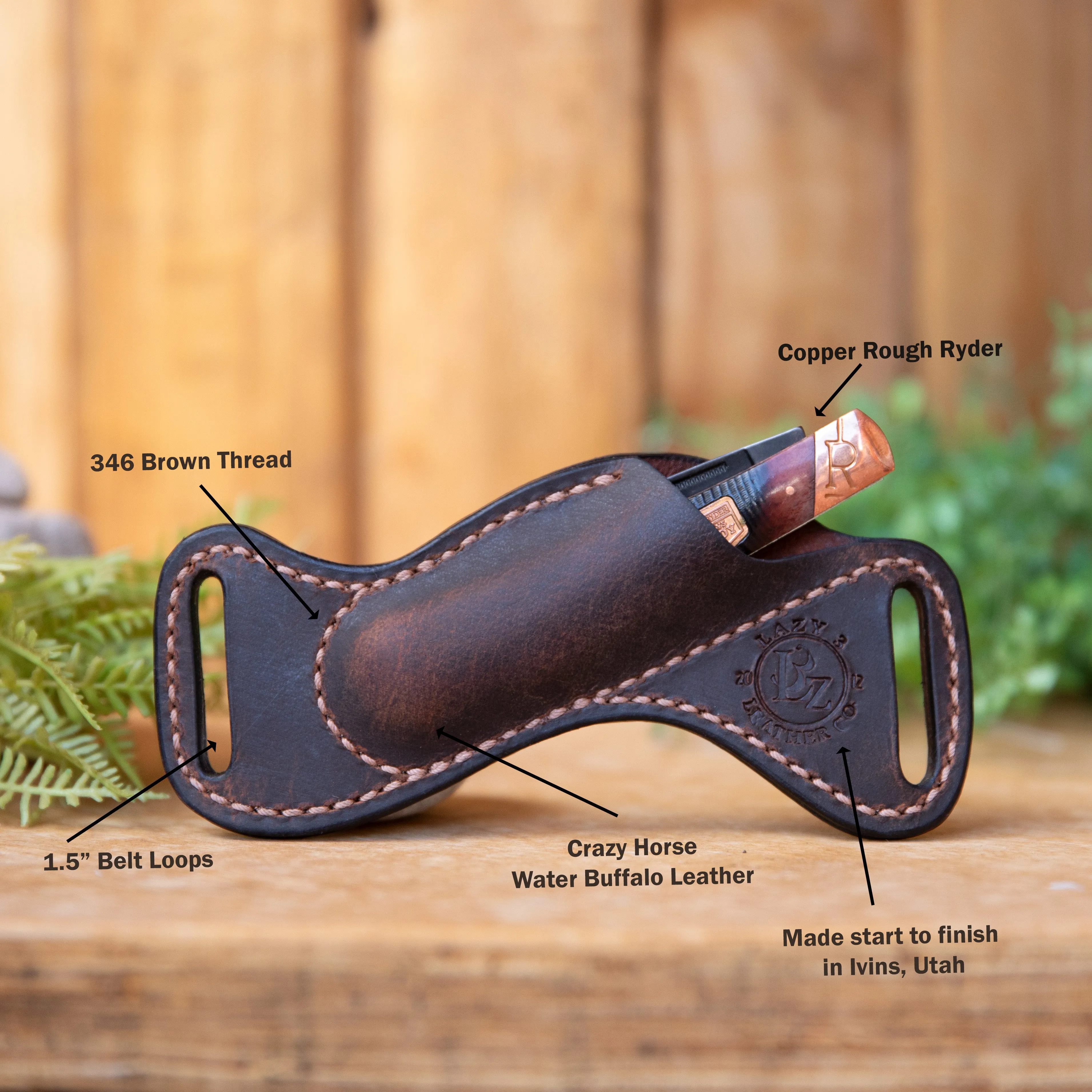 Copper Rough Ryder Brown Stitch Bishop Scout Carry Sheath