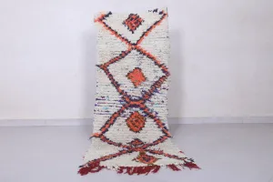 Cream Moroccan Rug with Vibrant Geometric Pattern - 2.2 x 5.6 Feet