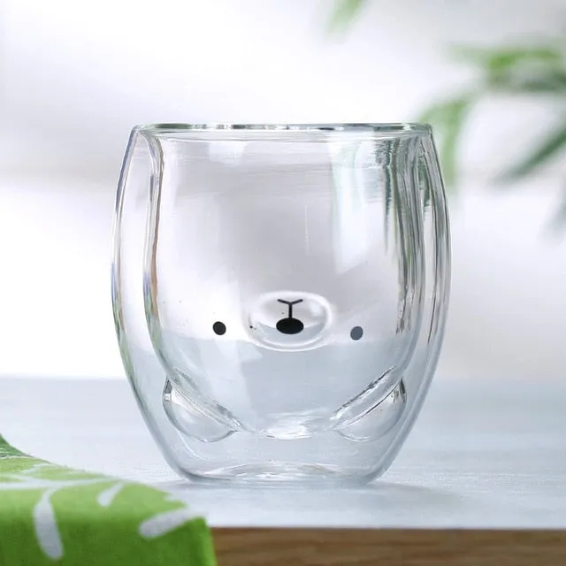 Creative Cute Bear Double-layer Coffee Mug Cat Duck Animal