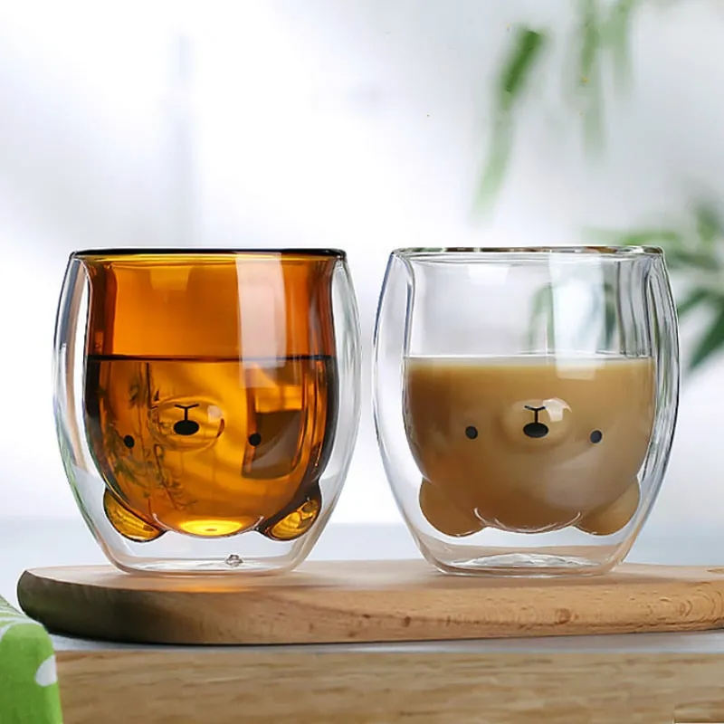 Creative Cute Bear Double-layer Coffee Mug Cat Duck Animal