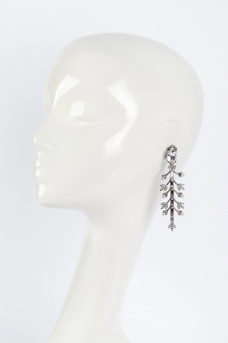 Crystal & Pearl Silver Floral Drop Earrings