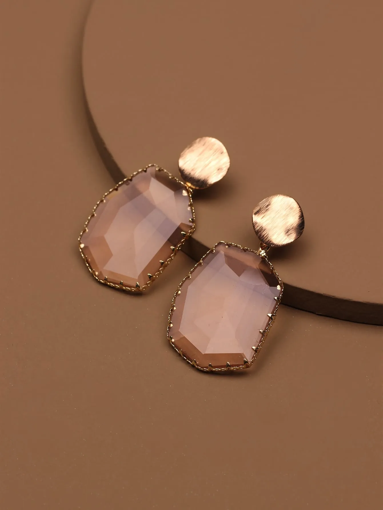 Crystal Geo Drop Earrings - Gold- FD ⚡