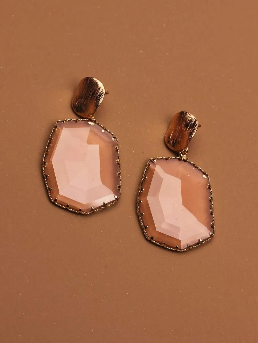 Crystal Geo Drop Earrings - Gold- FD ⚡