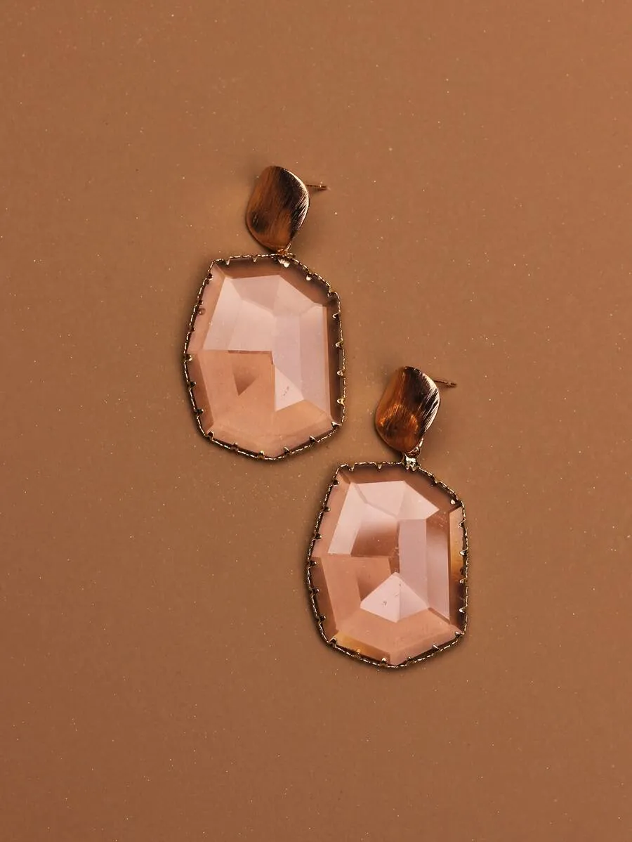 Crystal Geo Drop Earrings - Gold- FD ⚡