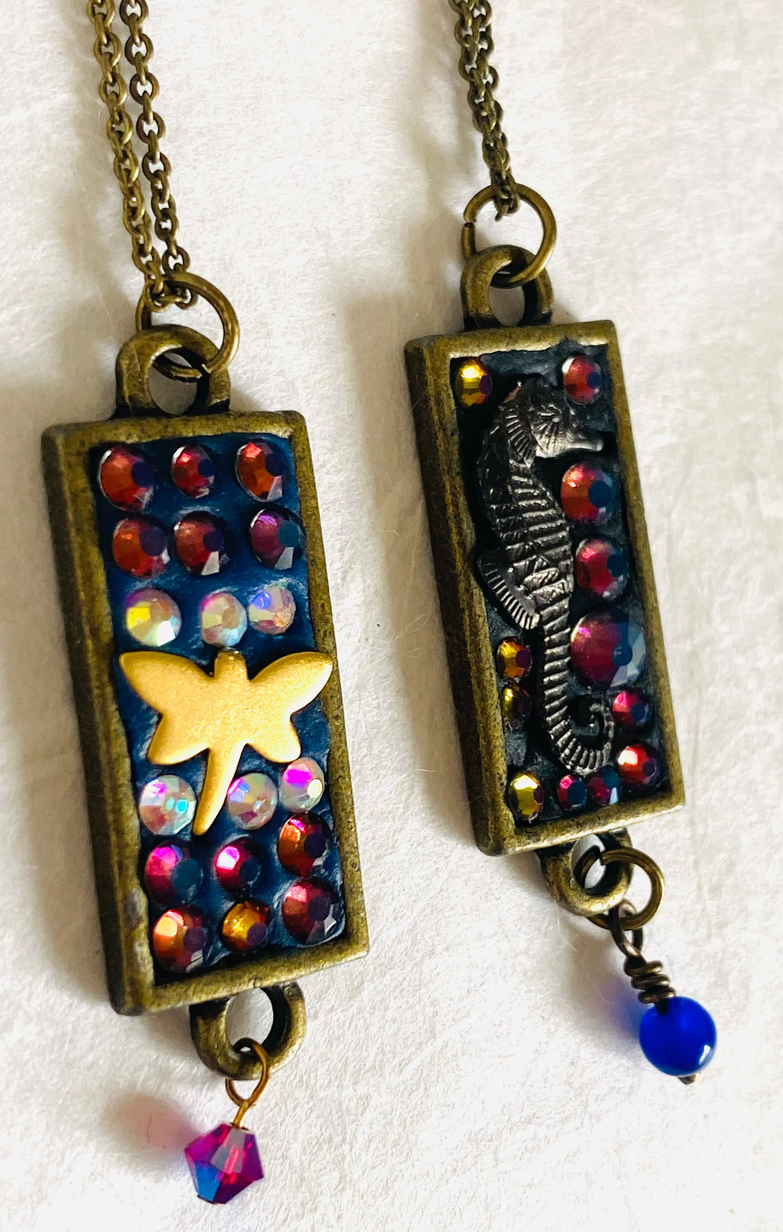 Crystal Mosaic Bar Pendant/Animal Totem Necklace, Animal Necklace