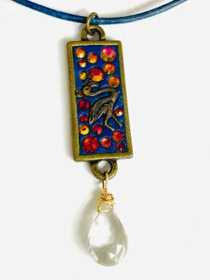 Crystal Mosaic Bar Pendant/Animal Totem Necklace, Animal Necklace