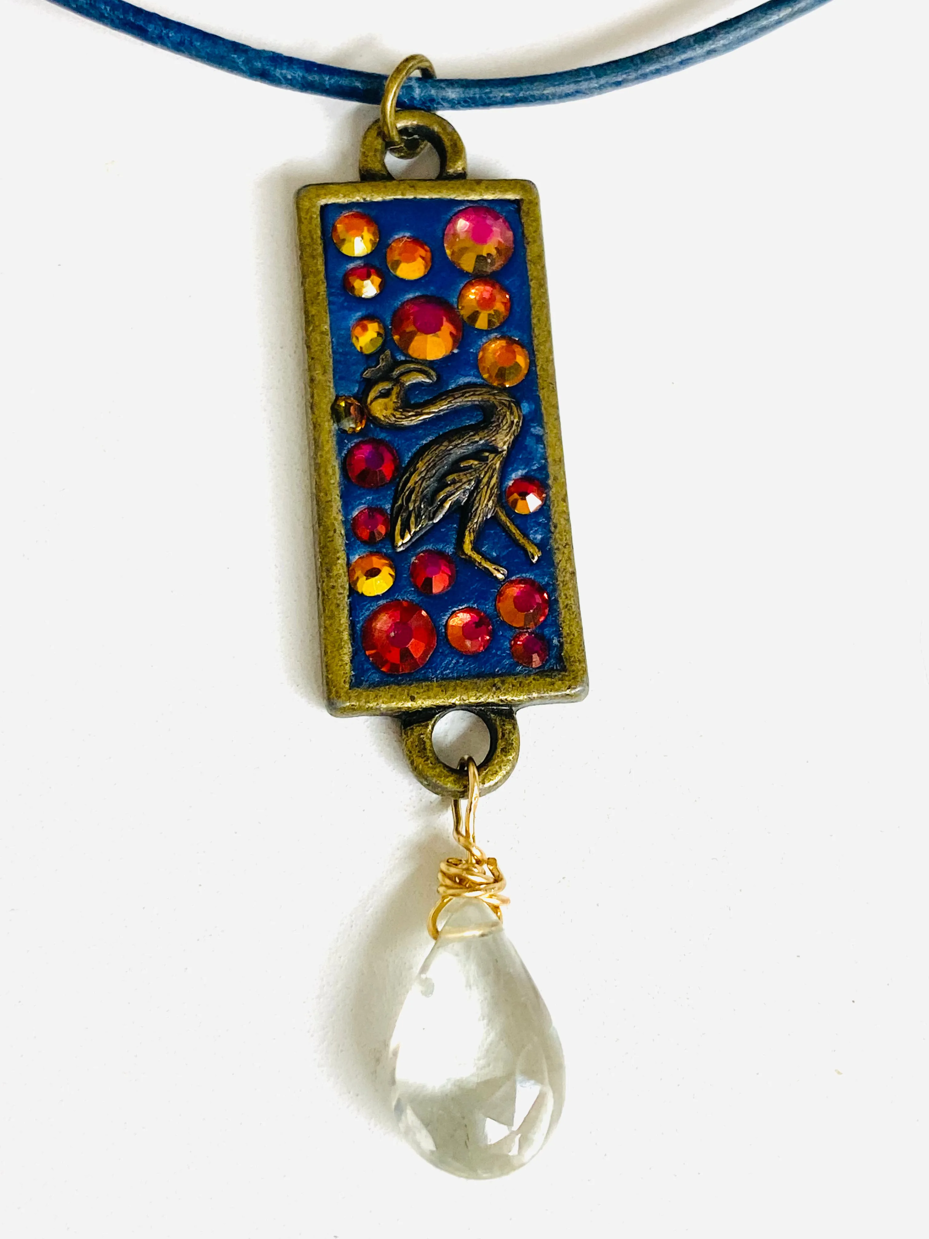 Crystal Mosaic Bar Pendant/Animal Totem Necklace, Animal Necklace