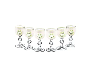 Crystalex 6-pc Bohemia Colored Crystal Vintage Enamel White Shot Glasses Set