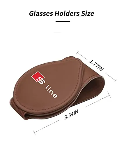 Custom-Fit for Audi S-Line Sunglasses Holder, for Visor Storage Glasses, Magnetic Leather Glasses Frame, for Audi S-Line Accessories (for Audi S-Line, Brown)