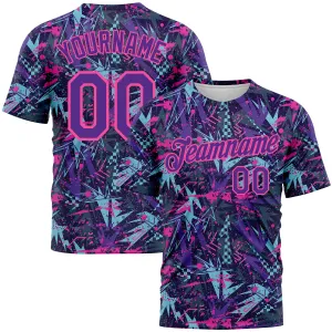 Custom Graffiti Pattern Purple-Pink 3D Creative Geometric Figures And Dots Performance T-Shirt