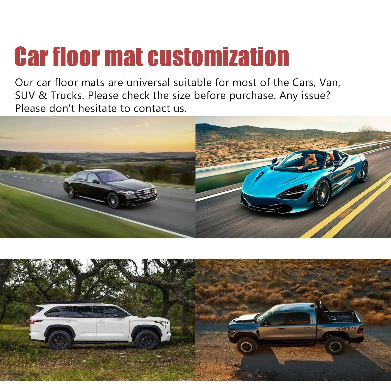 DASHUAI Custom Personalized Leather Car Floor Mats (Pure Black)