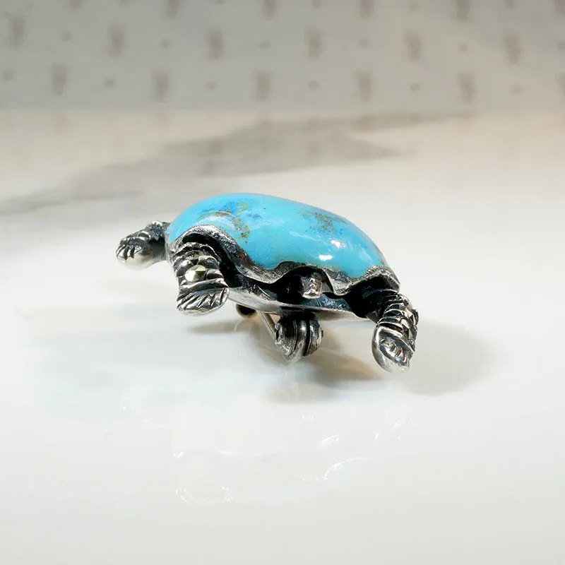 Deco Era Sterling & Enamel Turtle Figural Brooch