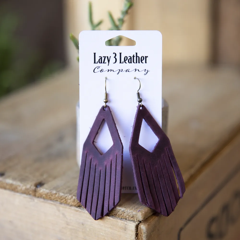 Diamond Drop Tassel Leather Earring