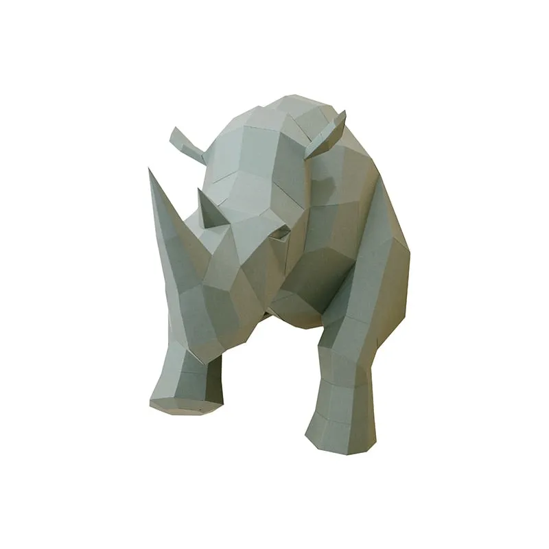 DIY Industrial loft creative home model rhino three-dimensional wall stereo device hand-diy paper art home decoration accessories