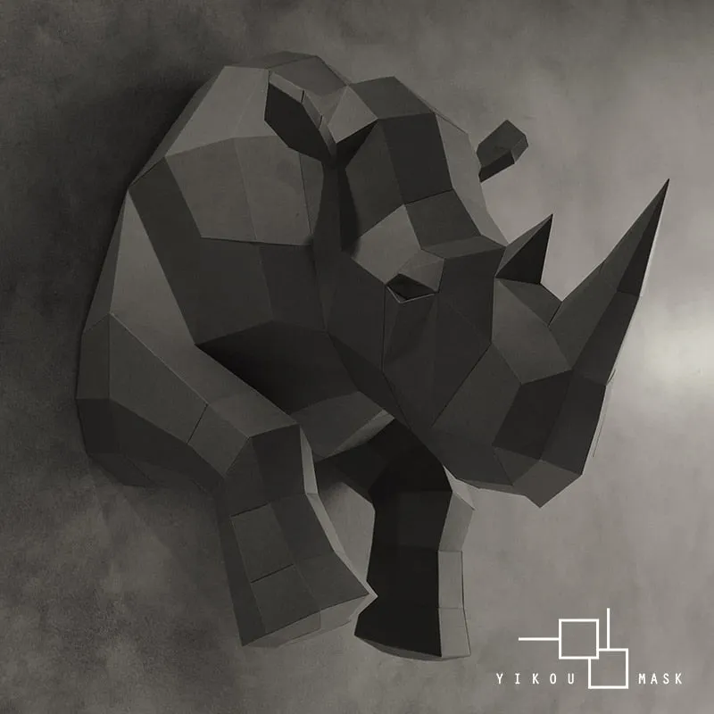 DIY Industrial loft creative home model rhino three-dimensional wall stereo device hand-diy paper art home decoration accessories