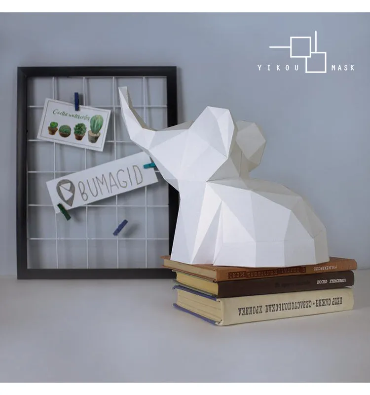 DIY Ins Scandinavian Creative 3D Paper Art Diy Elephant Fox Panda Animal Desktop Display Photographic Decoration Projects home decor