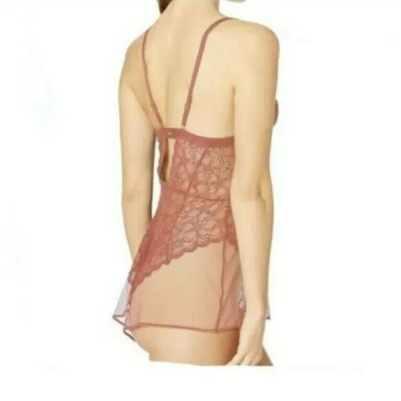 DKNY Teddy Romper Bodysuit with Lace Large NEW