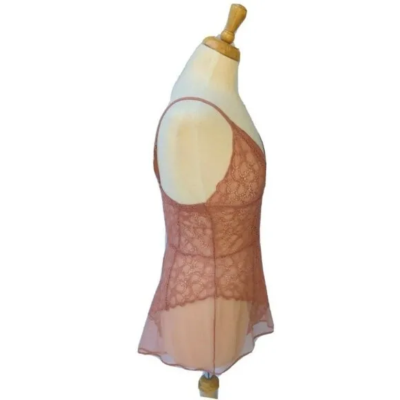 DKNY Teddy Romper Bodysuit with Lace Large NEW