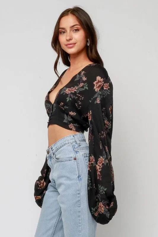 DOMINO FLORAL CROP BLOUSE