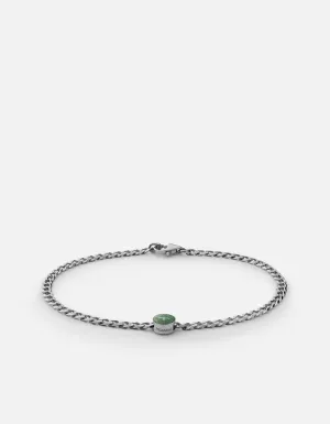 Dove Type Chain Bracelet, Sterling Silver/Teal