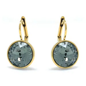 Drop Earrings with Black Diamond Crystals Gold Plated