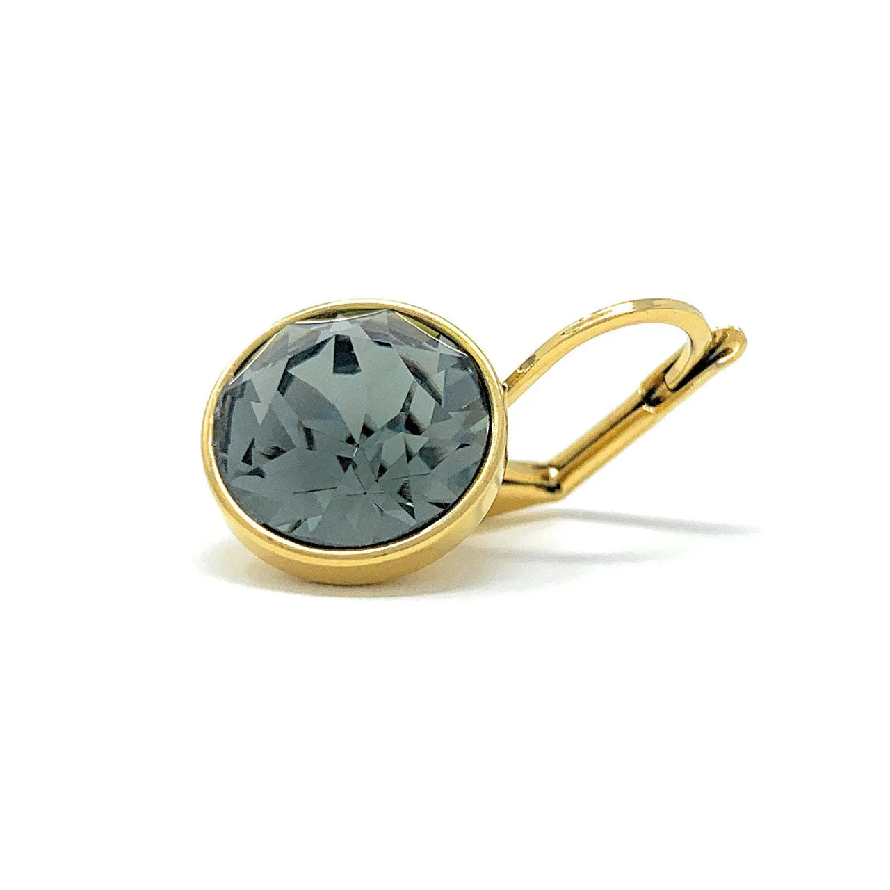 Drop Earrings with Black Diamond Crystals Gold Plated