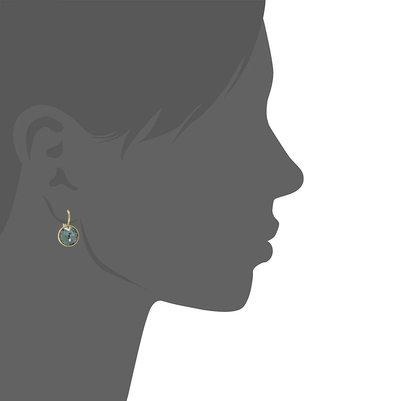 Drop Earrings with Black Diamond Crystals Gold Plated
