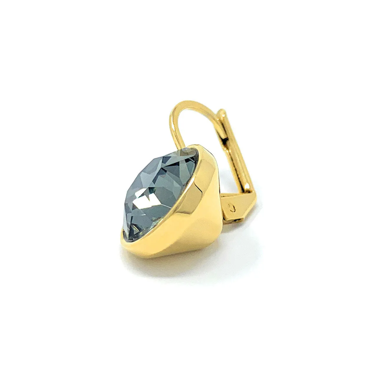 Drop Earrings with Black Diamond Crystals Gold Plated