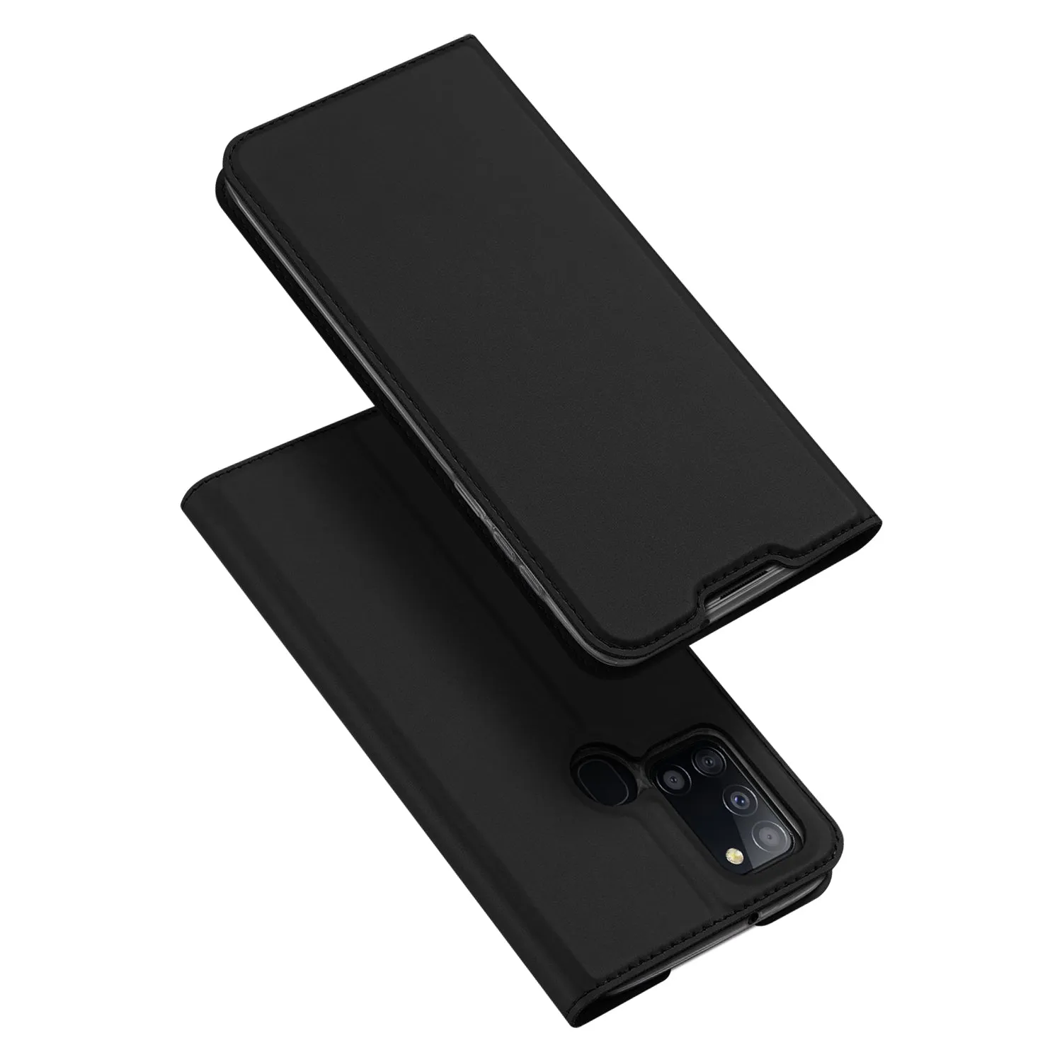 DUX DUCIS for Samsung A21s/A51 5G Magnetic Protective Case Bracket with Card Slot Leather Mobile Phone Cover Tyrant Gold