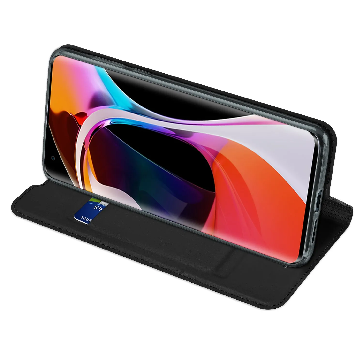 DUX DUCIS For XIAOMI 10/MI 10 Pro Fall Resistant Mobile Phone Cover Magnetic Leather Protective Case with Cards Slot Bracket Royal blue