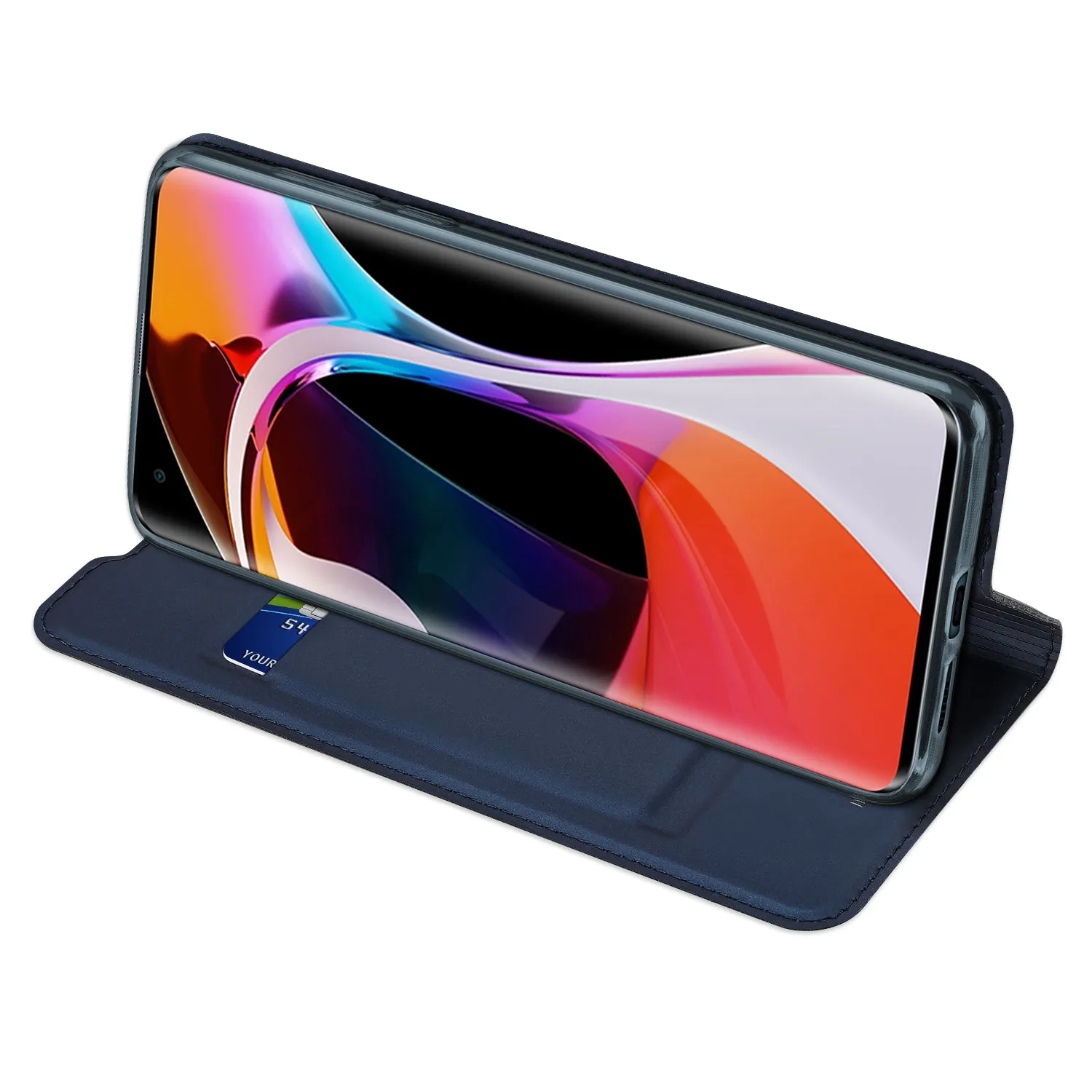 DUX DUCIS For XIAOMI 10/MI 10 Pro Fall Resistant Mobile Phone Cover Magnetic Leather Protective Case with Cards Slot Bracket Royal blue