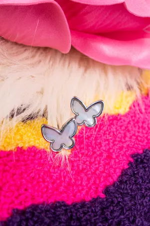 Elegant Goldtone and Mother of Pearl Butterfly Earrings