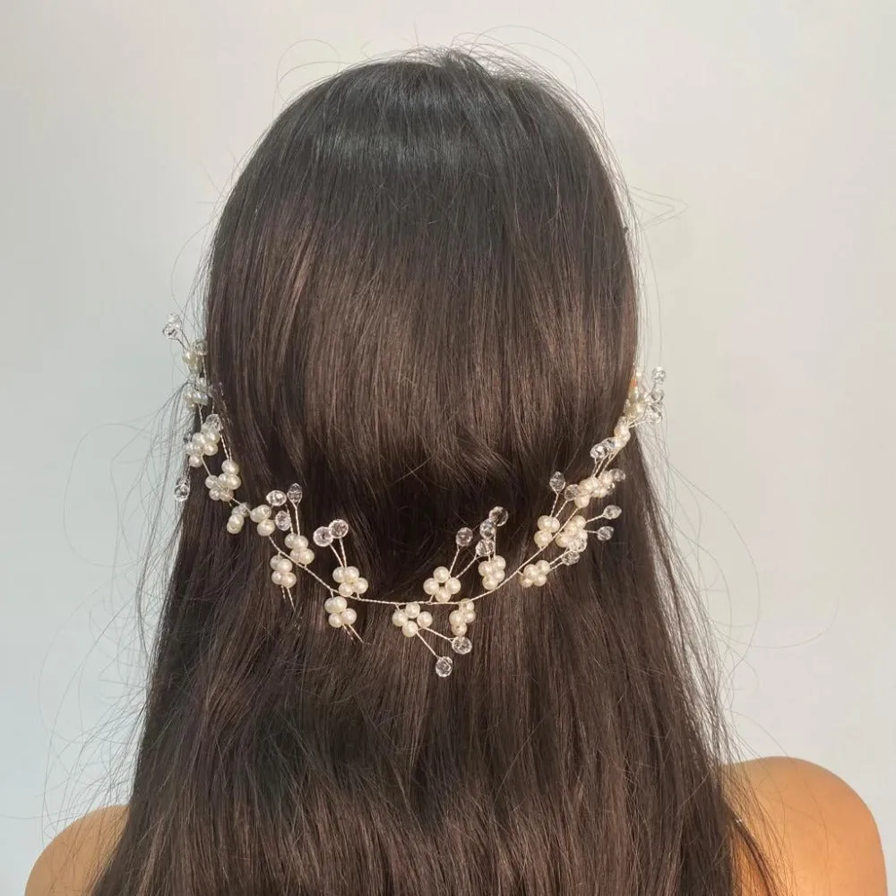 Elegant Pearl Beads Silver Bridal Headpiece 7