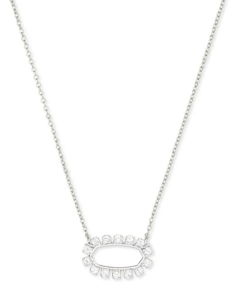 Elisa Open Frame Crystal Pendant Necklace In Silver