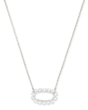 Elisa Open Frame Crystal Pendant Necklace In Silver