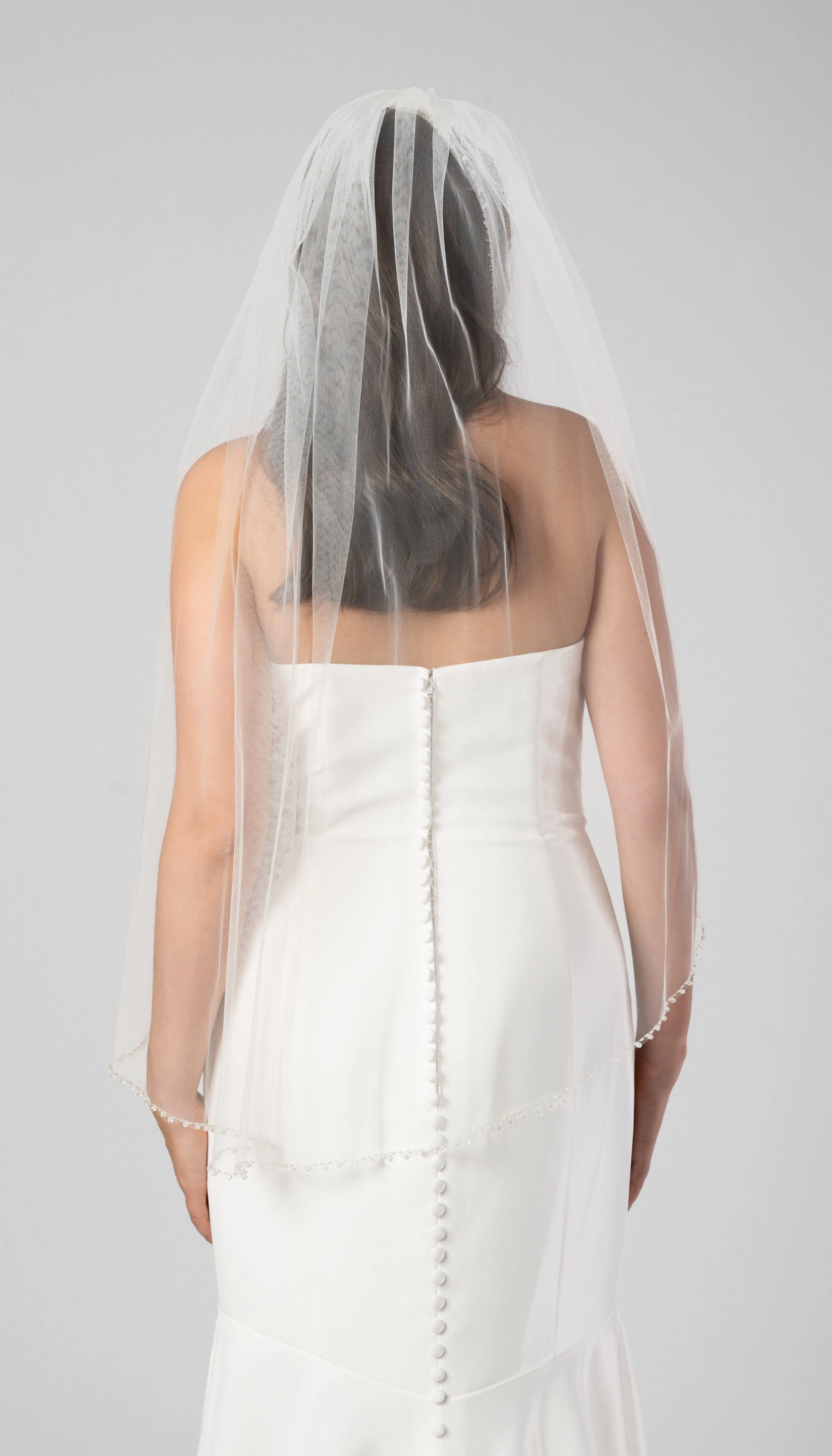 Emily Beaded Crystal Edge Veil