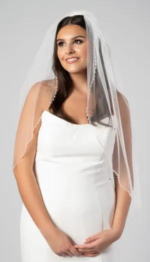 Emily Beaded Crystal Edge Veil