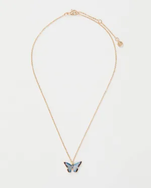 Enamel Blue Butterfly Short Necklace