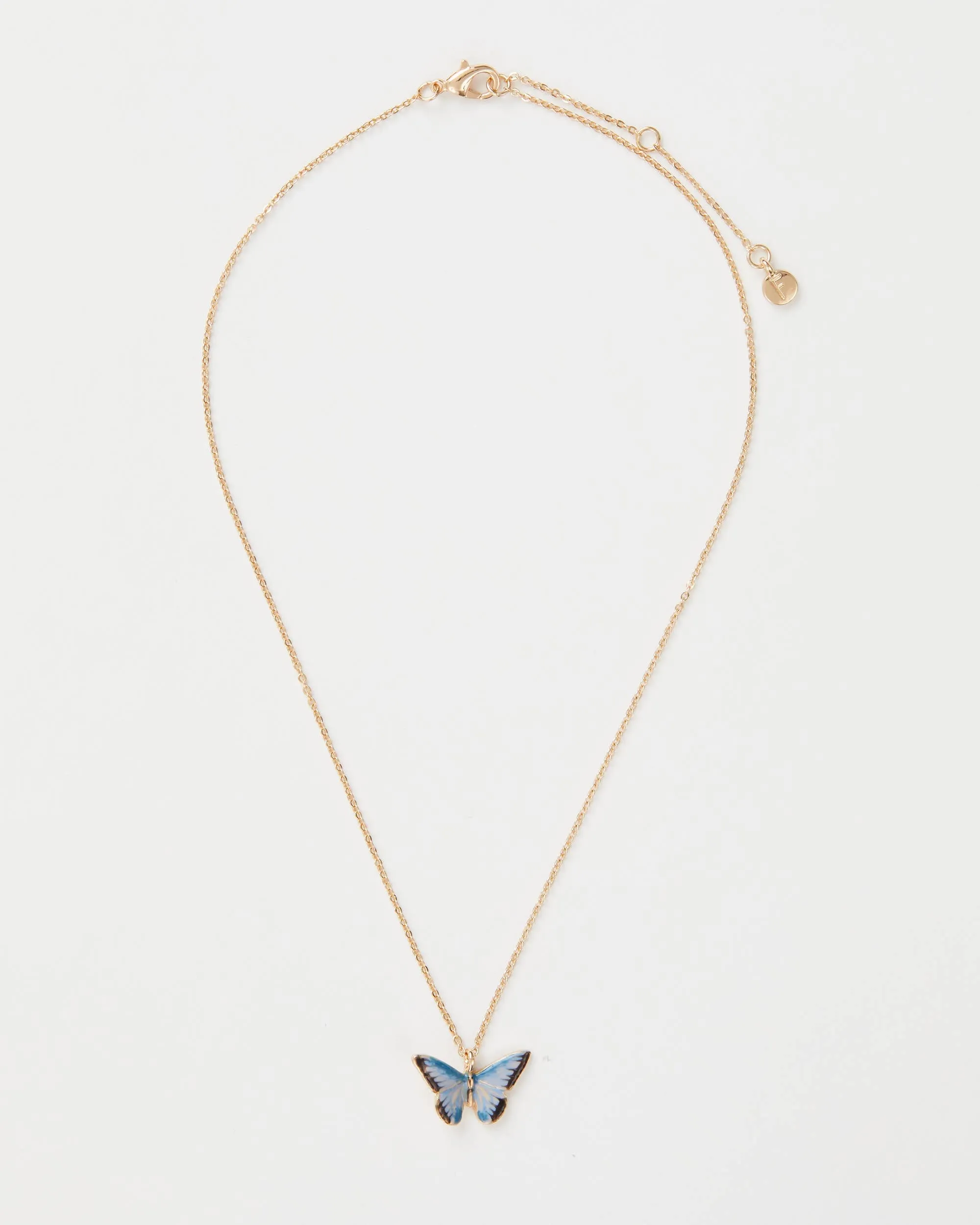 Enamel Blue Butterfly Short Necklace
