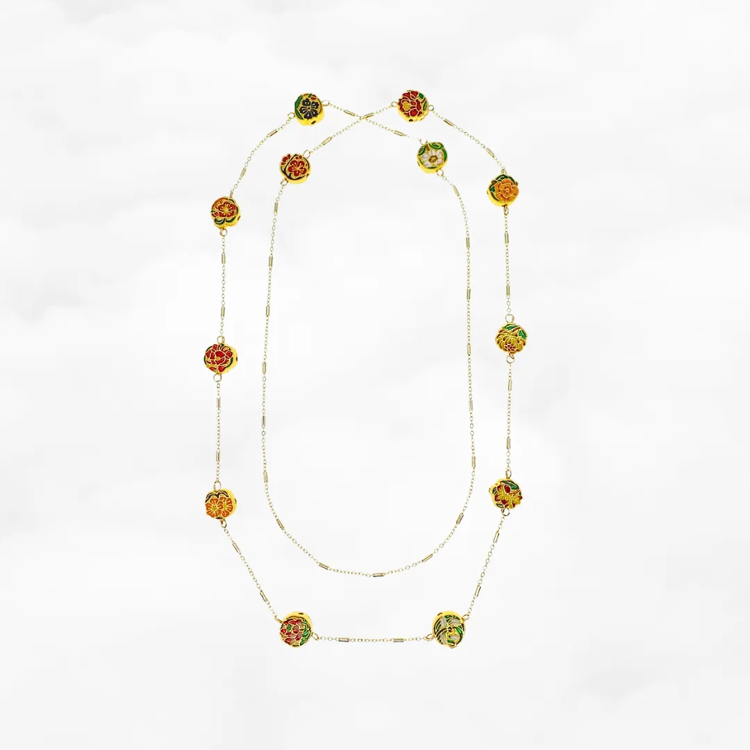 Enamel Chinese Month Flower Necklace