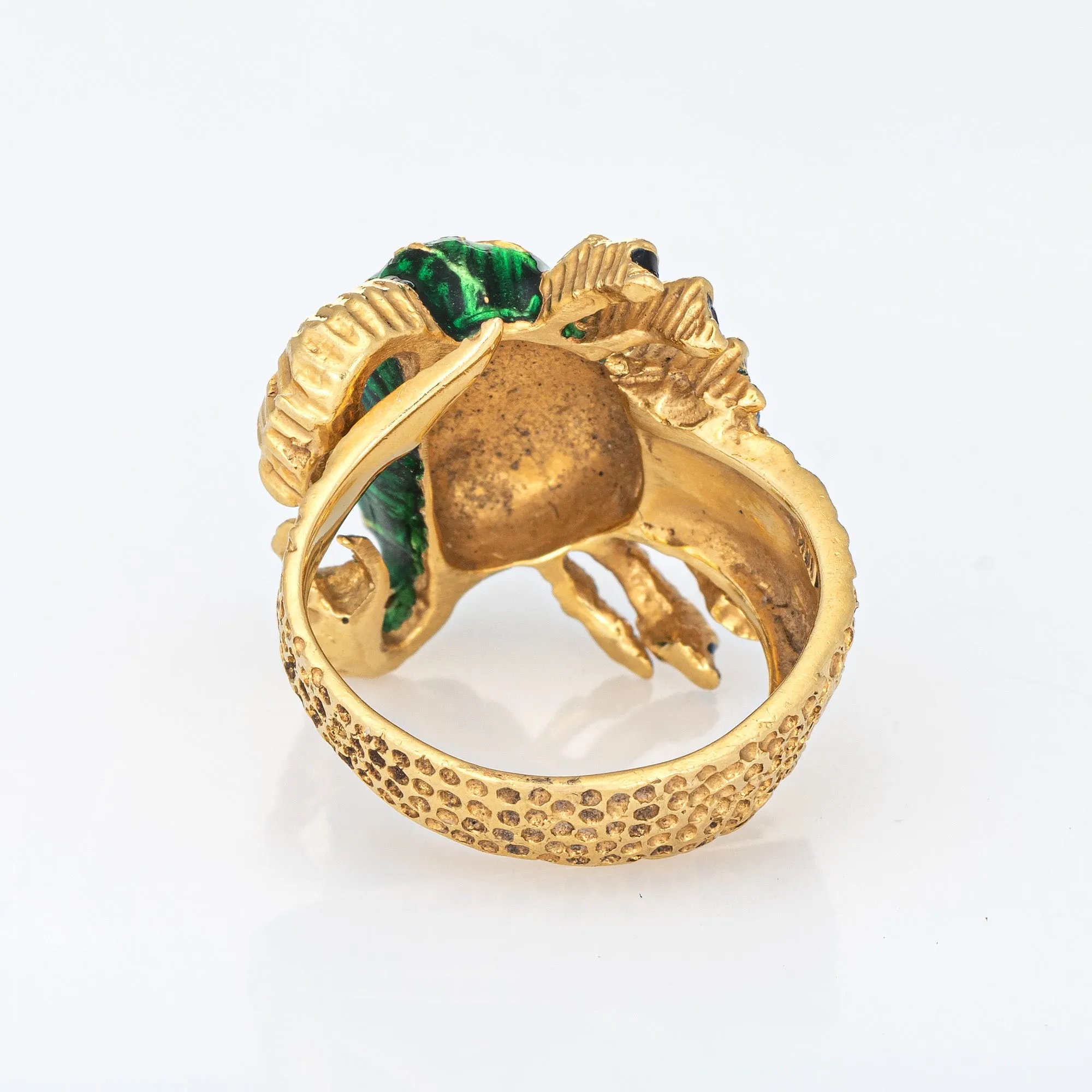 Enamel Crab Ring Vintage 18k Yellow Gold Cancer Zodiac Sign Jewelry Sz 6.25